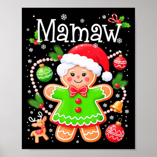 Cute Mamaw Gingerbread Family Matching Christmas C Poster (Vorne)