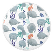 Cute Manatees With Bubbles Pattern  Keramikknauf (Vorderseite)