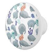 Cute Manatees With Bubbles Pattern Keramikknauf (Rechts)