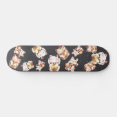 Cute Maneki Neko Japanese Lucky Cat Pattern Skateboard (Horizontal)