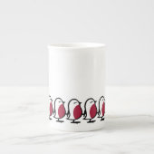 Cute Marching Robins Simple Bird Line Drawing Porzellantasse (Vorderseite)