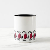 Cute Marching Robins Simple Bird Line Drawing Zweifarbige Tasse (Mittel)