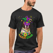 Cute Mardi Gras Bernard Dog Dad Dog Mom Mask Beads T-Shirt (Vorderseite)