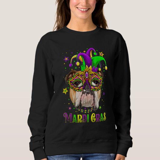 Cute Mardi Gras Carnival English Bulldog Dog Mardi Sweatshirt (Vorderseite)