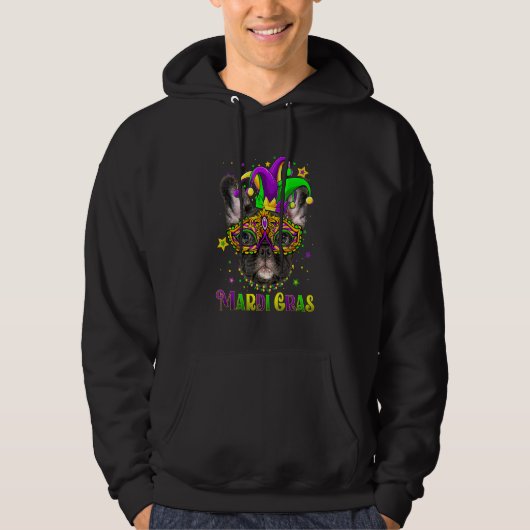 Cute Mardi Gras Carnival French Bulldog Dog Mardi Hoodie (Vorderseite)