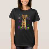 Cute Mardi Gras Cat Devon Rex Mask Beads Festival T-Shirt (Vorderseite)