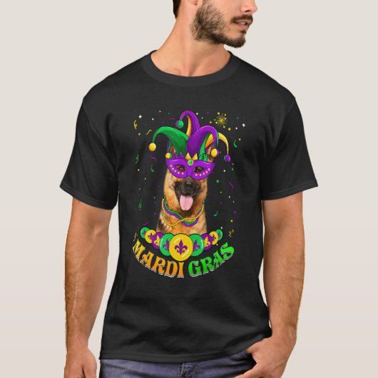 Cute Mardi Gras German Shepherd Dog Dad Dog Mom Ma T-Shirt (Vorderseite)