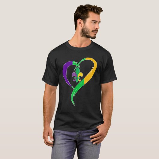 Cute Mardi Gras Heart Funny Fleur-De-Lis Mardi Gra T-Shirt (Vorne ganz)