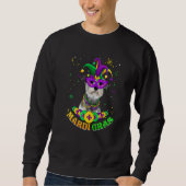Cute Mardi Gras Schnauzer Dog Dad Dog Mom Mask Bea Sweatshirt (Vorderseite)