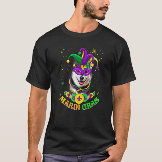 Cute Mardi Gras Siberian Husky Dog Dad Dog Mom Mas T-Shirt (Vorderseite)