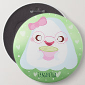 Cute Matcha Latte Ghost Button (Vorne & Hinten)