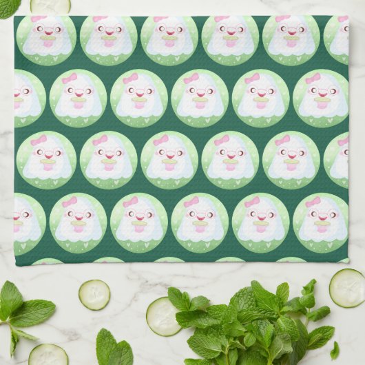 Cute Matcha Latte Ghost Geschirrtuch (Gefaltet)