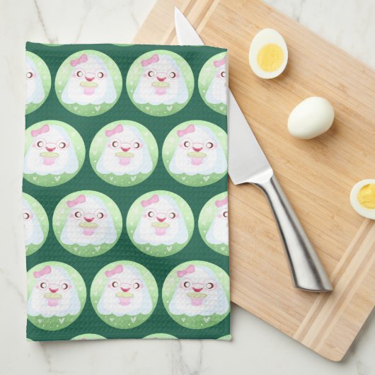 Cute Matcha Latte Ghost Geschirrtuch (Viertel Falte)