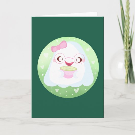 Cute Matcha Latte Ghost Karte (Vorderseite)
