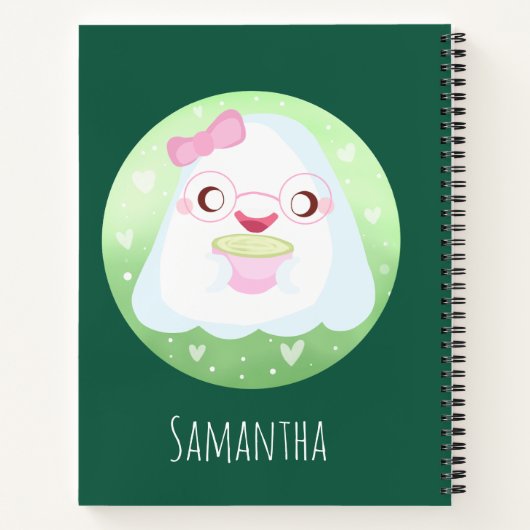 Cute Matcha Latte Ghost Notizblock (Rückseite)