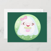 Cute Matcha Latte Ghost Postkarte (Vorne/Hinten)