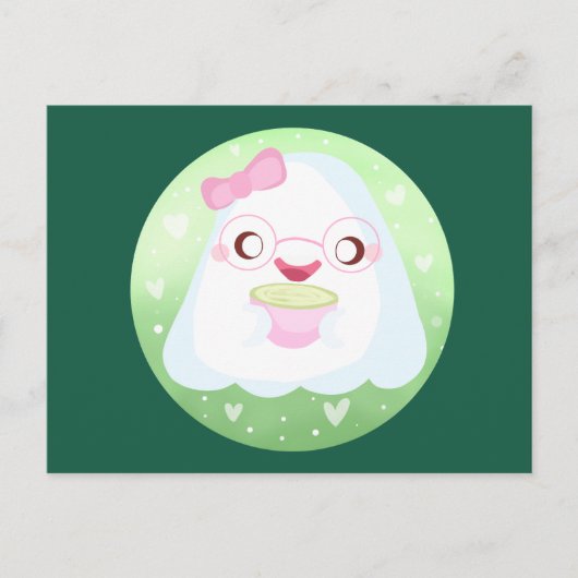 Cute Matcha Latte Ghost Postkarte (Vorderseite)