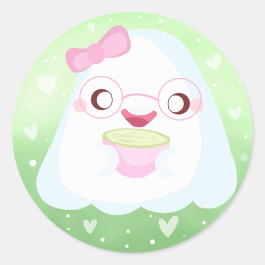 Cute Matcha Latte Ghost Runder Aufkleber (Vorderseite)