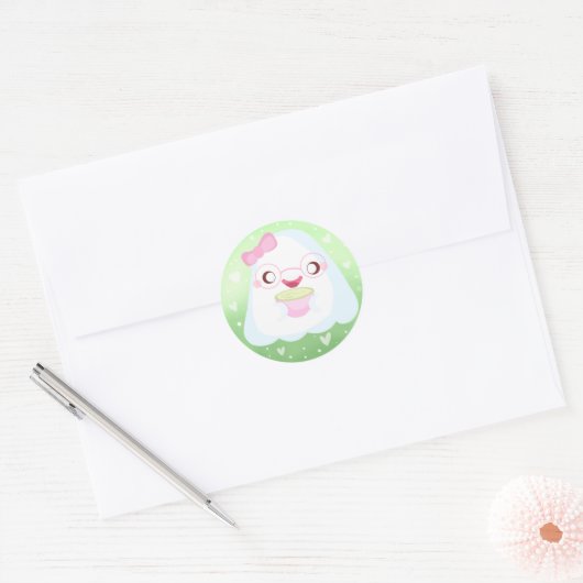 Cute Matcha Latte Ghost Runder Aufkleber (Umschlag)