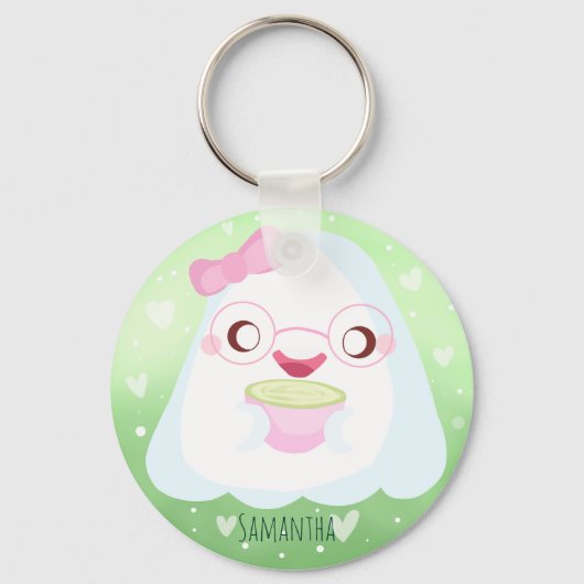 Cute Matcha Latte Ghost Schlüsselanhänger (Vorderseite)