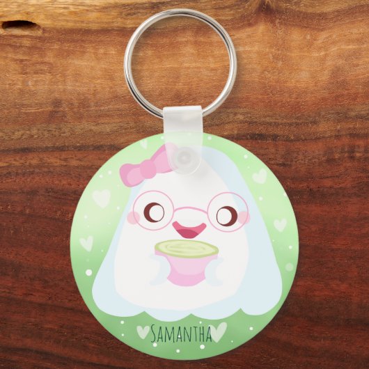 Cute Matcha Latte Ghost Schlüsselanhänger (Rückseite)