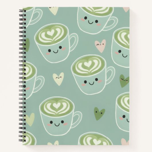 Cute Matcha Latte Pastel Green Spiral Notebook Notizblock (Vorderseite)