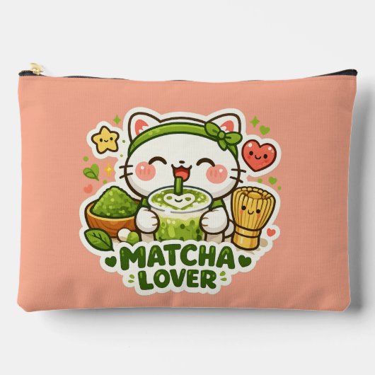 Cute Matcha Lover Cat Zubehörtasche (Vorderseite)