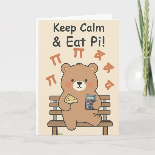 Cute Math Nerd Bear with Pie Karte (Vorderseite)