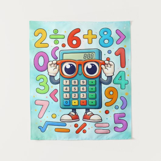 Cute Maths Calculator Numbers Poster for Kids Wandteppich (Vorderseite)