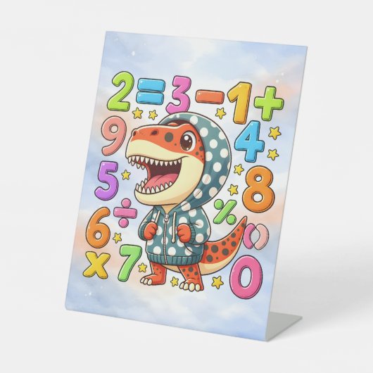 Cute Maths Dinosaur Desk Art for Kids Sockelschild (Vorderseite)