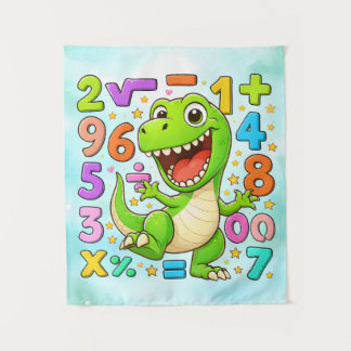 Cute Maths Dinosaur Numbers Poster for Kids Wandteppich