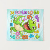 Cute Maths Dinosaur Numbers Poster for Kids Wandteppich (Vorderseite (Horizontal))