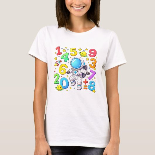 Cute Maths Numbers Dinosaur Cartoon T Shirt KidsUK (Vorderseite)