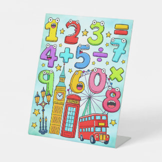 Cute Maths Numbers London Desk Art for Kids Sockelschild