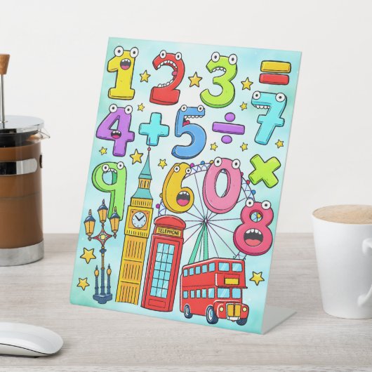 Cute Maths Numbers London Desk Art for Kids Sockelschild (In SItu)