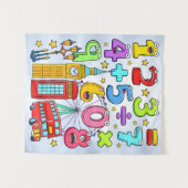 Cute Maths Numbers London Poster for Kids Wandteppich (Vorderseite (Horizontal))