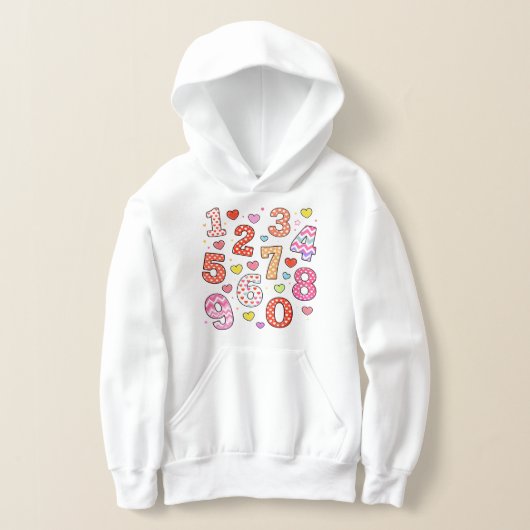 Cute Maths Numbers Pattern Hoodie for Kids (Ablage )