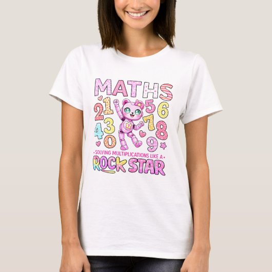 Cute Maths Numbers Rockstar Cartoon Graphic T Shir T-Shirt (Vorderseite)