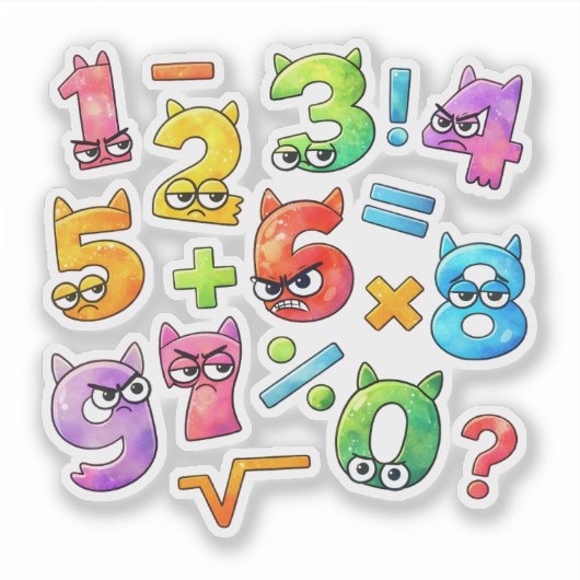 Cute Maths Numbers Sticker for Kids Learning UK (Vorderseite)