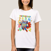 Cute Maths Numbers Superhero Robot T Shirt KidsUK (Vorderseite)