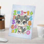 Cute Maths Puppy Numbers Desk Art for Kids Sockelschild (In SItu)