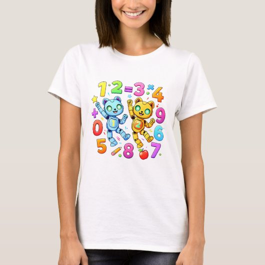 Cute Maths Robots Number Day T Shirt (Vorderseite)