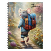 Cute Maus Junge auf dem Weg zur Schule, personalis Notizblock (Vorderseite)
