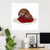 Cute Meatball Eating Spaghetti Poster (Heimbüro)