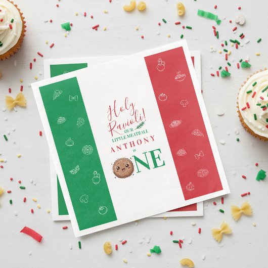 Cute Meatball First Birthday Party Serviette