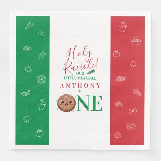 Cute Meatball First Birthday Party Serviette (Vorderseite)