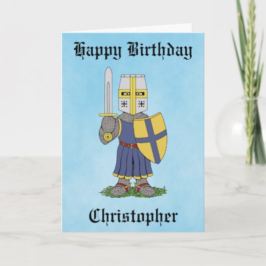 Cute Medieval Knight Birthday Card Karte (Vorderseite)