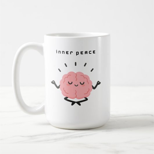 Cute Meditating Brain & Minimalist Inner Peace Kaffeetasse (Links)