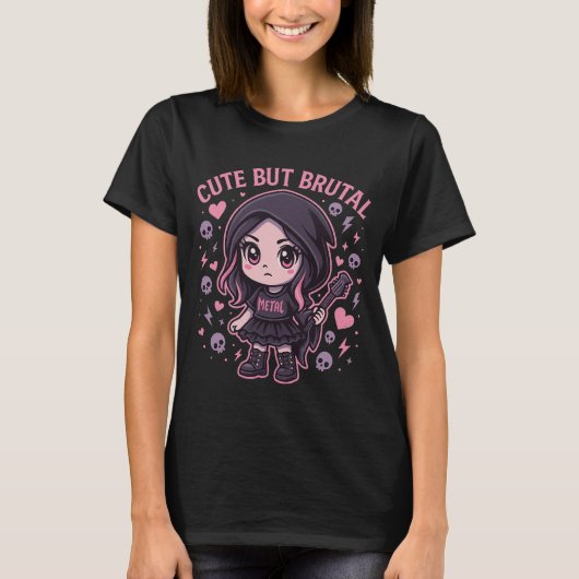 Cute Meets Metal - Kawaii Metal Design T-Shirt (Vorderseite)