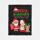 Cute Melanin Santa & Mrs Claus Interracial Fam Fleecedecke (Vorderseite)
